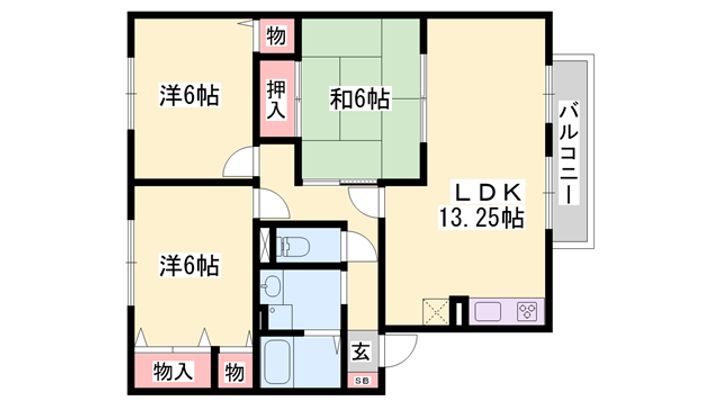 23番館Bの間取り