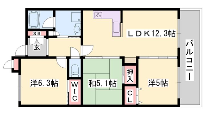 プレステージ姫路ラフィーネ1102の間取り