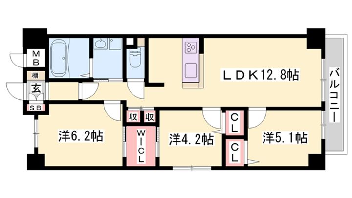 キャッスルコート岩端406の間取り