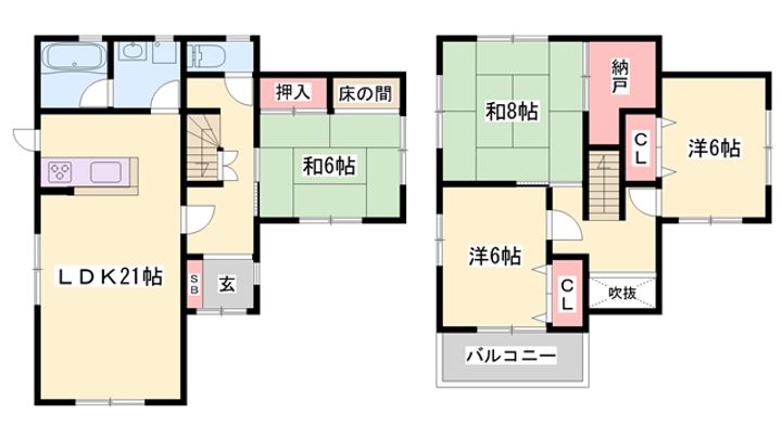 兵庫県姫路市広畑区西蒲田(一戸建)の賃貸物件1の間取り