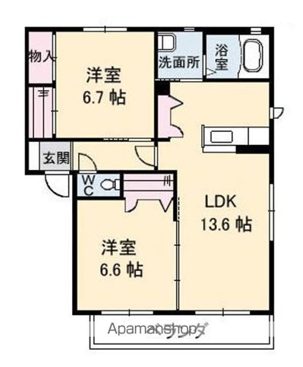 徳島県徳島市春日1丁目の賃貸アパートの間取り