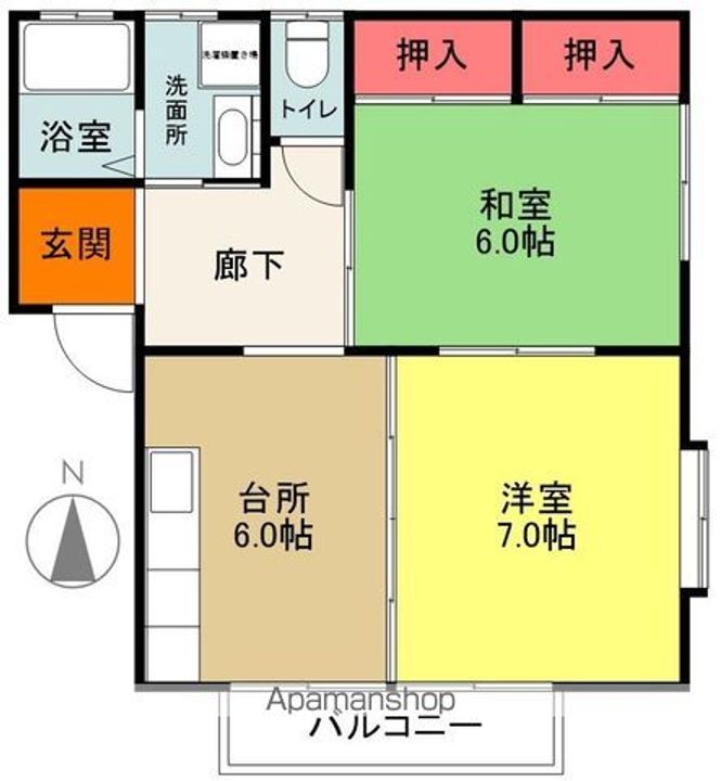 コーポアサカ201の間取り