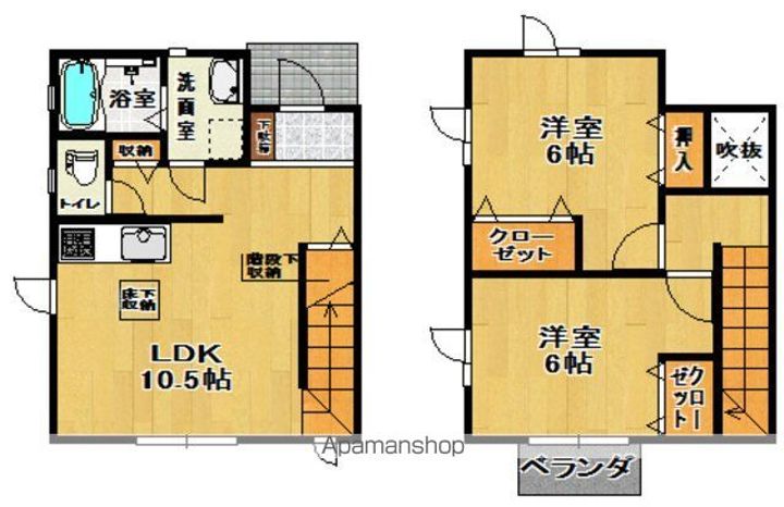 福島県郡山市台新1丁目の賃貸アパートの間取り