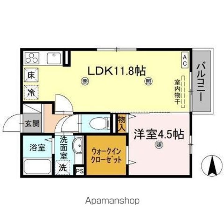 香川県高松市伏石町の賃貸アパートの間取り