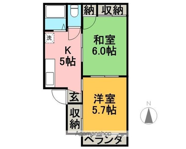 ツインハイツ宝B-101の間取り