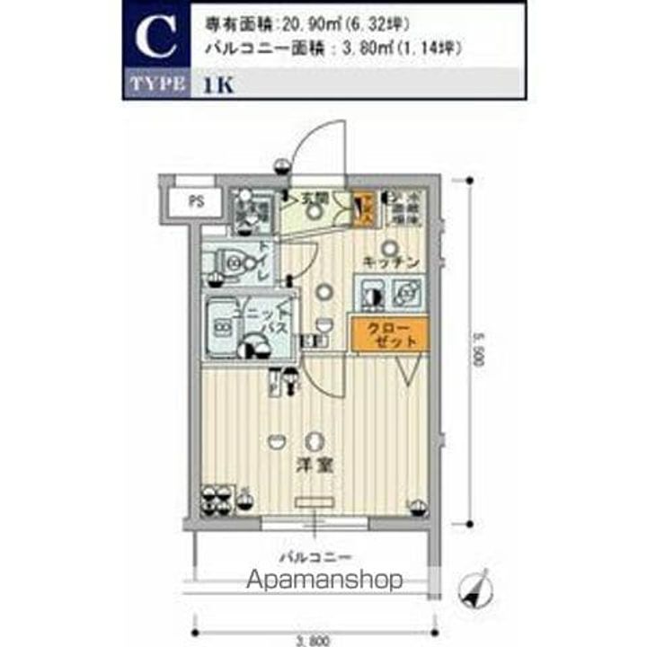 スカイコート文京大塚204号室の間取り