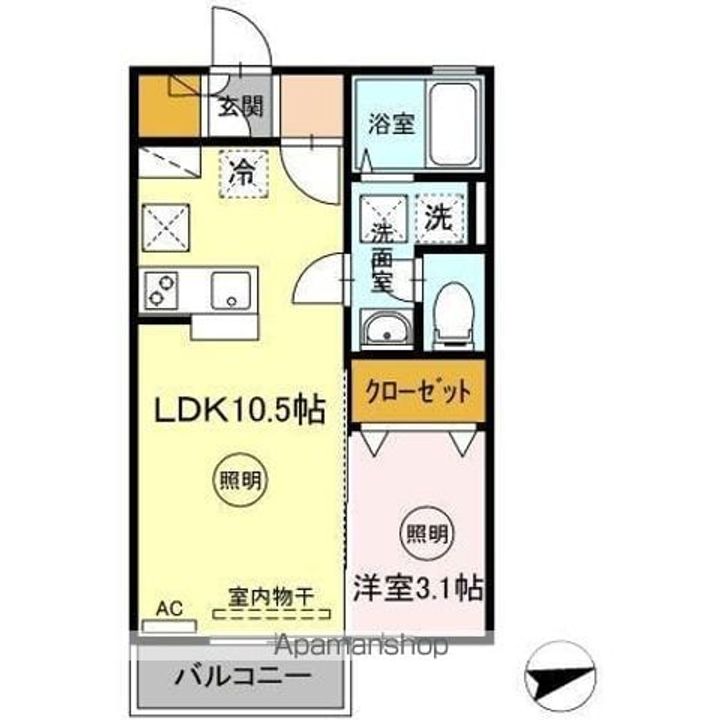 香川県高松市西ハゼ町の賃貸アパートの間取り