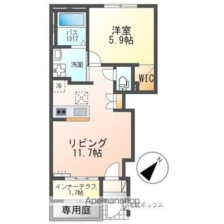 滋賀県甲賀市甲南町寺庄の賃貸アパートの間取り