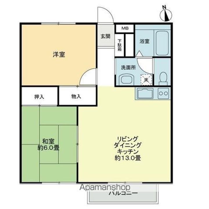 香川県高松市林町の賃貸アパートの間取り