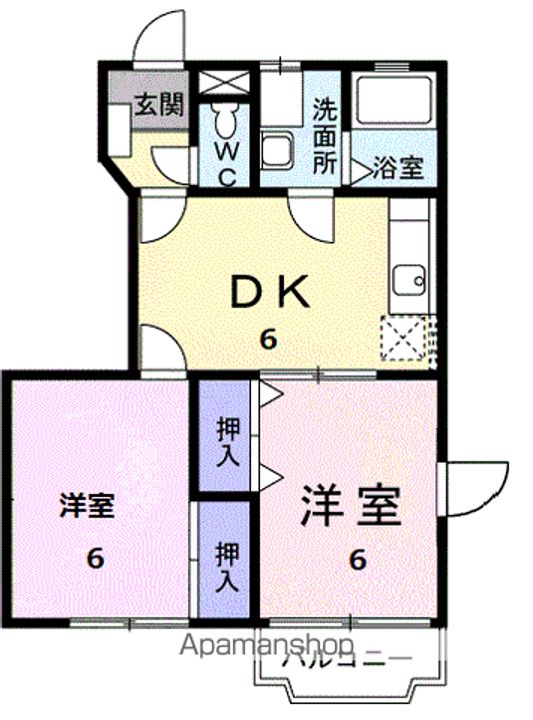 福岡県飯塚市小正の賃貸アパートの間取り