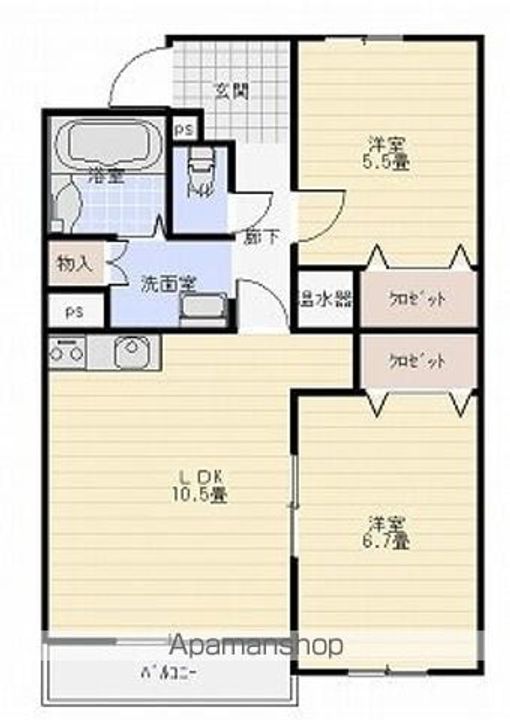 山形県米沢市成島町1丁目の賃貸マンションの間取り