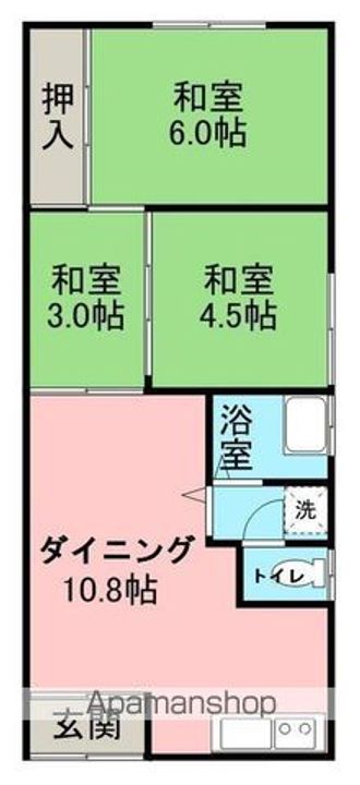 北海道網走市南六条西3丁目の賃貸アパートの間取り