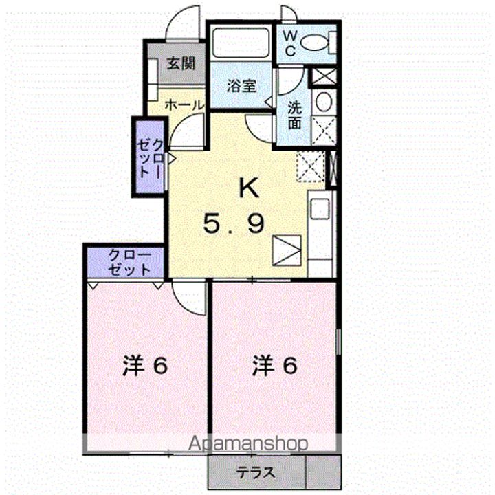 岐阜県加茂郡坂祝町酒倉の賃貸アパートの間取り
