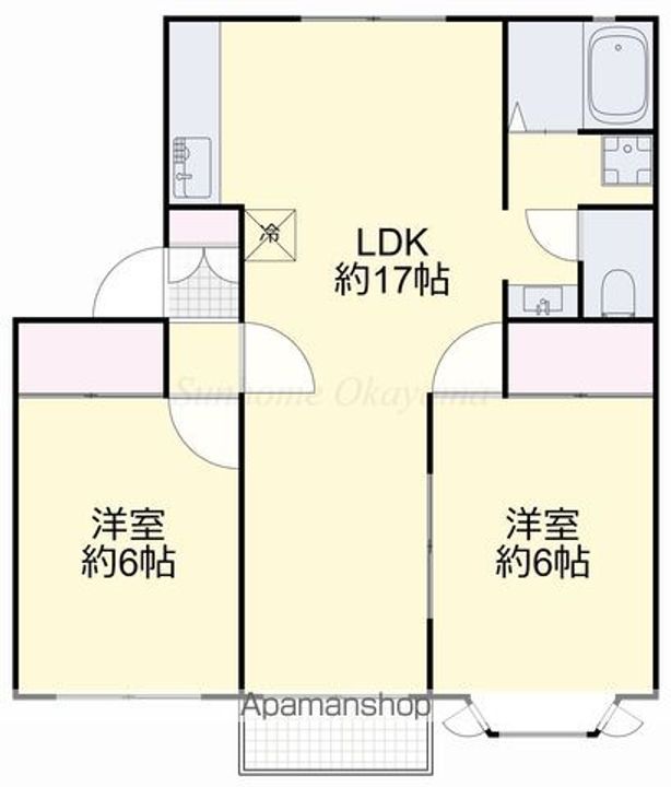 岡山県岡山市北区西辛川の賃貸アパートの間取り