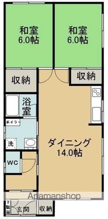 北海道網走市駒場南3丁目の賃貸アパートの間取り