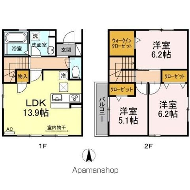 愛知県名古屋市中村区下米野町2丁目(一戸建)の賃貸物件の間取り