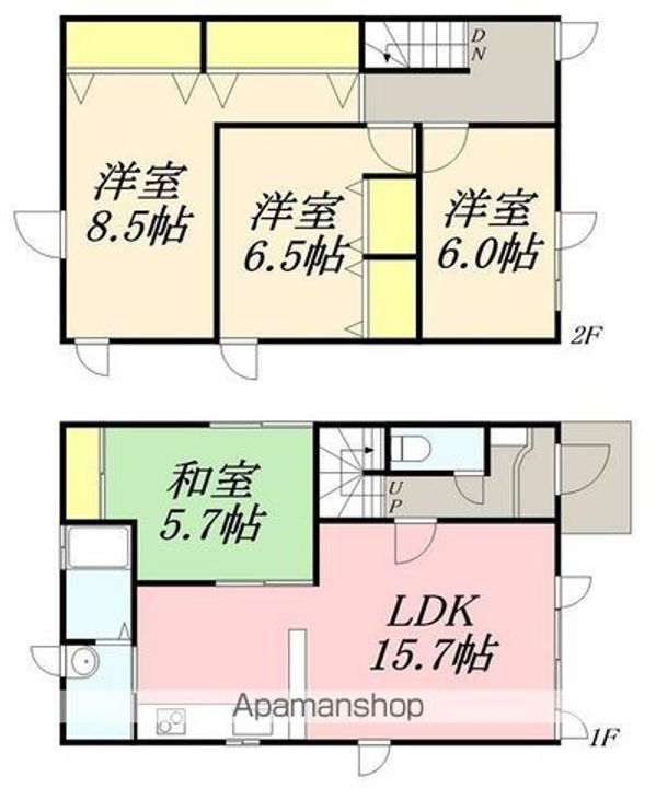 北海道函館市富岡町2丁目(一戸建)の賃貸物件戸建ての間取り