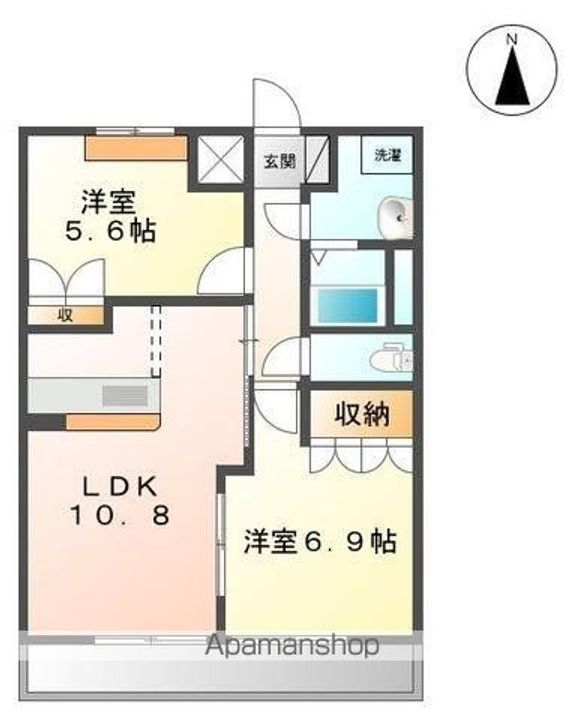 香川県高松市上林町の賃貸アパートの間取り