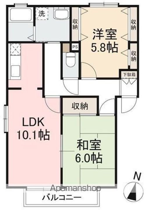 香川県高松市春日町の賃貸アパートの間取り