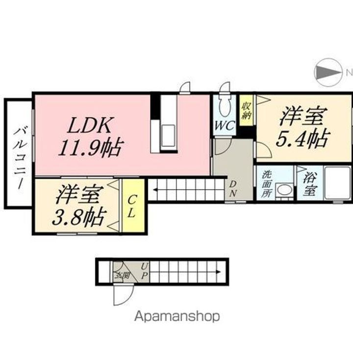 岡山県岡山市北区津島東4丁目の賃貸アパートの間取り