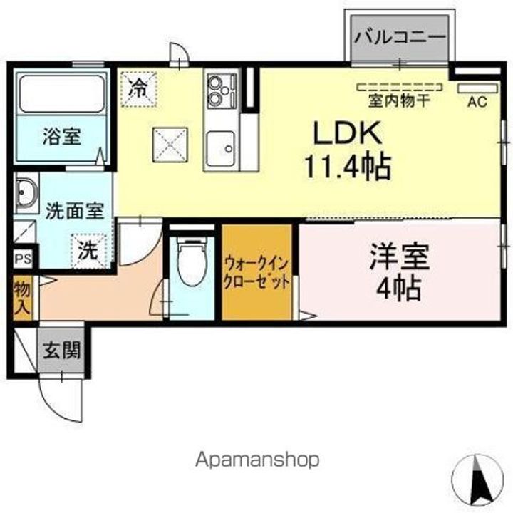 香川県高松市太田上町の賃貸アパートの間取り