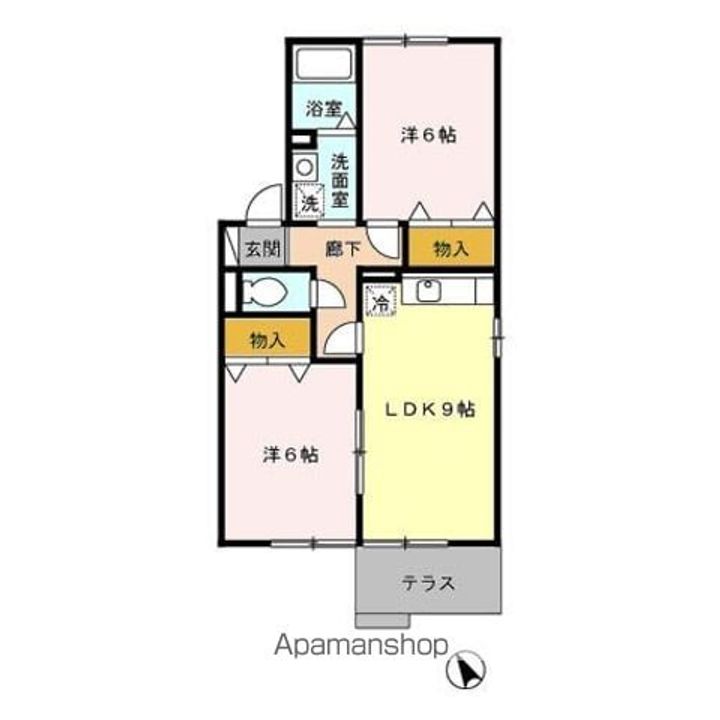 アムールヒルズB棟101号室の間取り