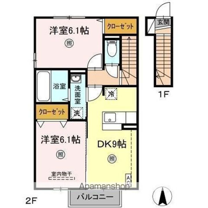 福島県福島市飯野町字後川の賃貸アパートの間取り