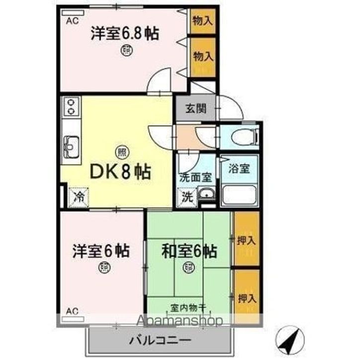 広島県広島市安佐南区上安7丁目の賃貸アパートの間取り