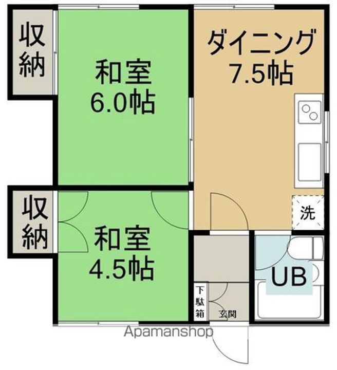 北海道網走市南八条西1丁目の賃貸アパートの間取り