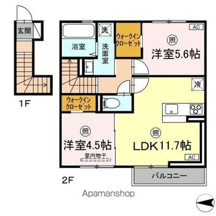 岡山県岡山市北区富町1丁目の賃貸アパートの間取り