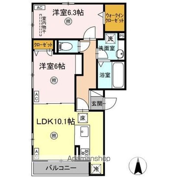 岡山県岡山市中区長岡の賃貸アパートの間取り