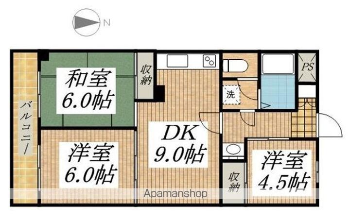 東京都小金井市貫井南町3丁目の賃貸マンションの間取り