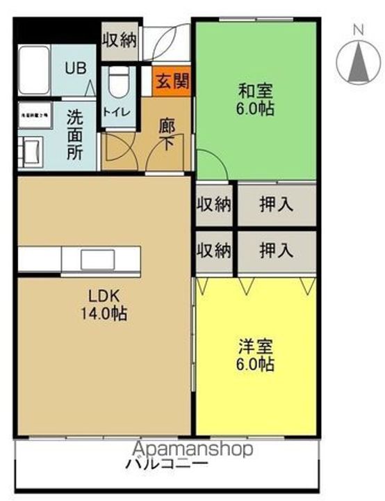 タウンズ谷川瀬の間取り