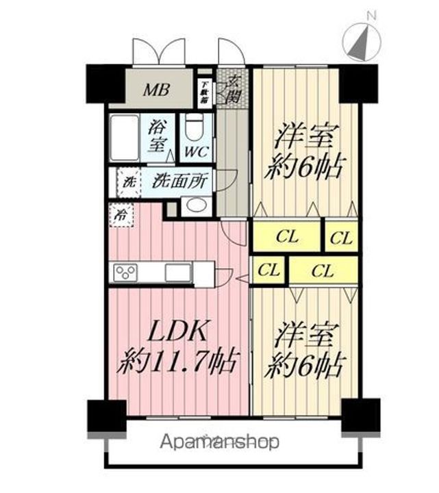 埼玉県三郷市中央1丁目の賃貸マンションの間取り