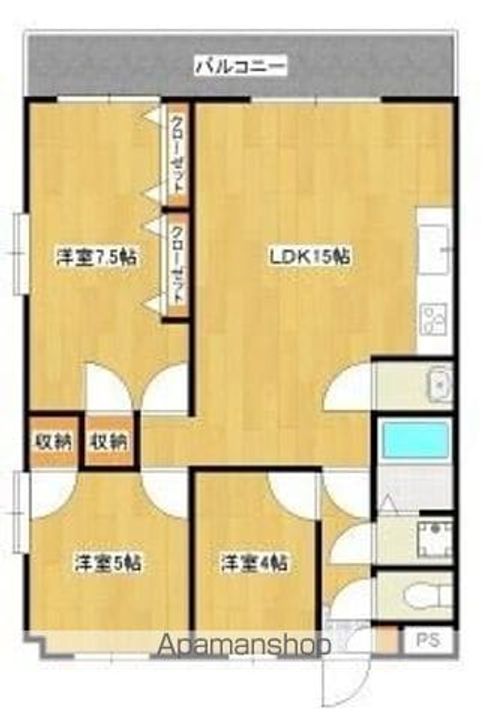福岡県糟屋郡粕屋町若宮1丁目の賃貸マンションの間取り
