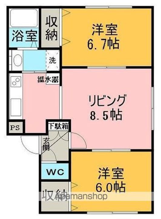 北海道網走郡美幌町字仲町1丁目の賃貸アパートの間取り