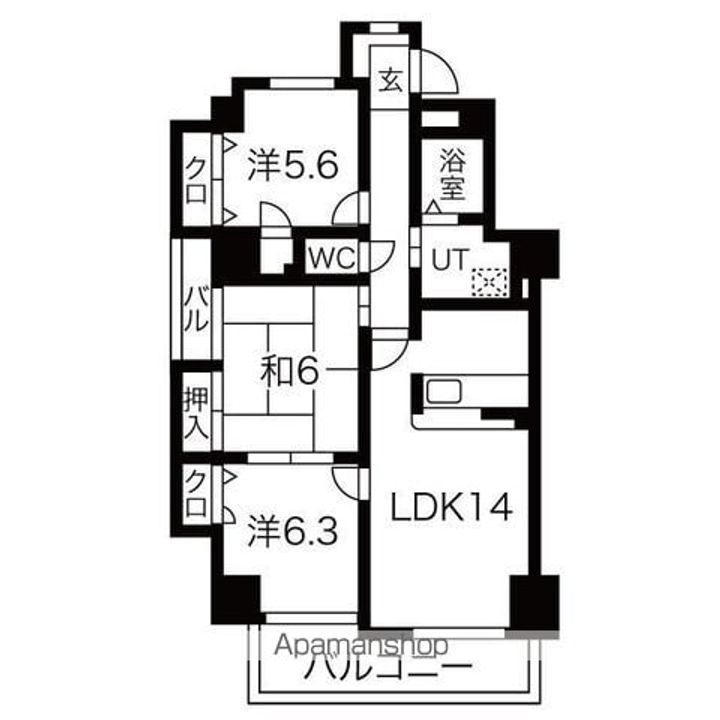 愛知県名古屋市東区芳野1丁目の賃貸マンションの間取り