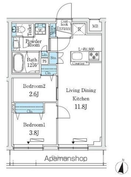 東京都中野区本町5丁目の賃貸マンションの間取り