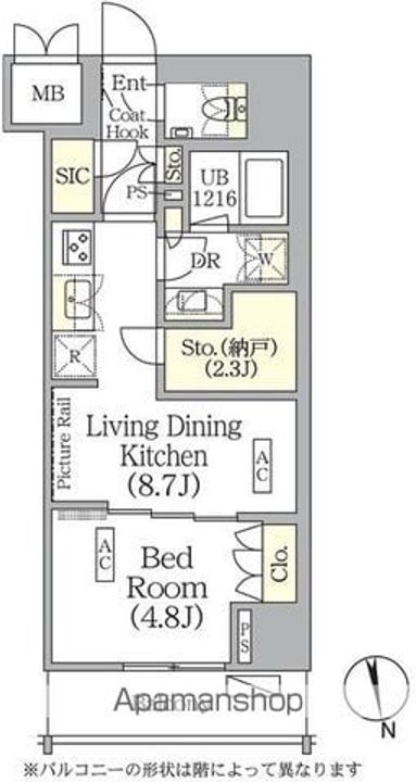 東京都新宿区東五軒町の賃貸マンションの間取り
