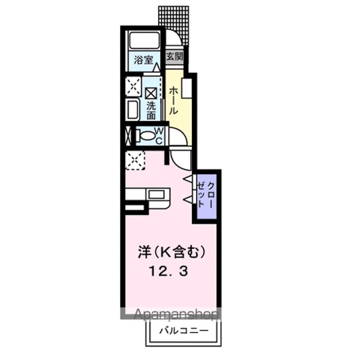 広島県府中市中須町の賃貸アパート102の間取り