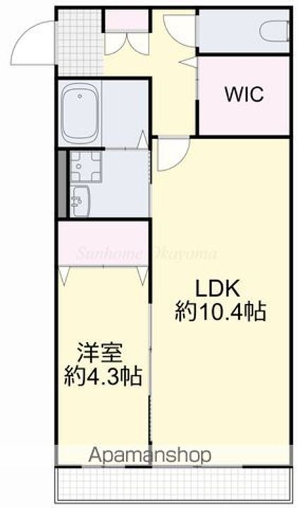 岡山県岡山市北区万成西町の賃貸アパートの間取り