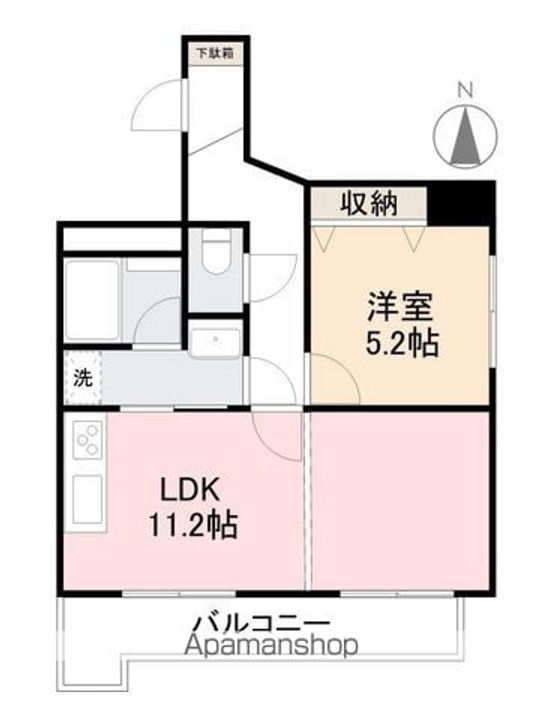 香川県高松市築地町の賃貸マンションの間取り