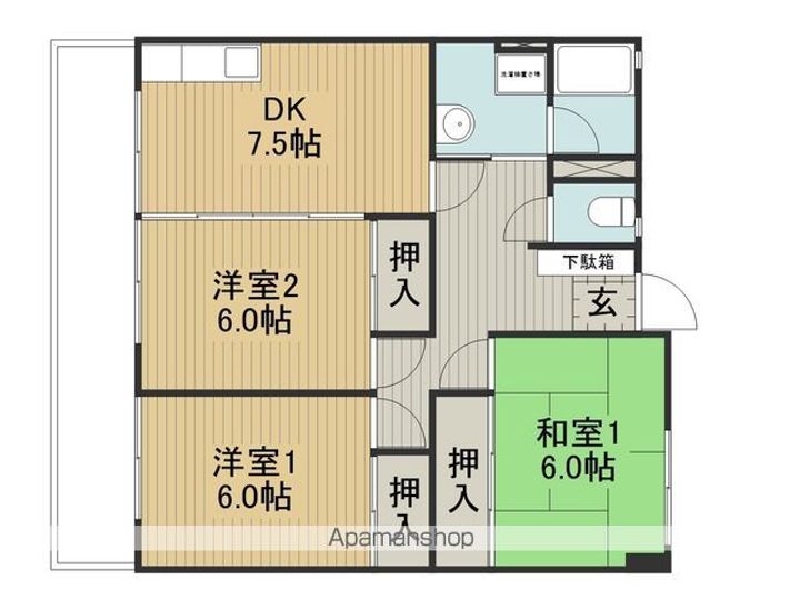 普門寺Sハイツ205の間取り