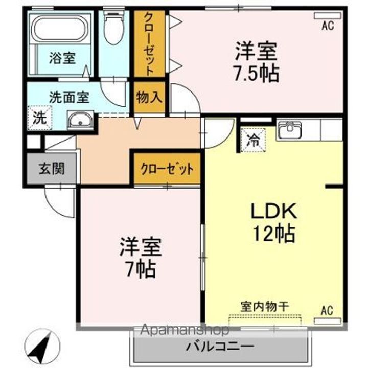 ハイカムール田中 B棟の間取り