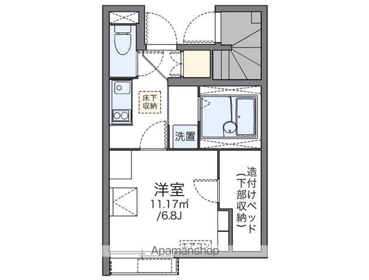 愛知県北名古屋市高田寺東の川の賃貸アパートの間取り