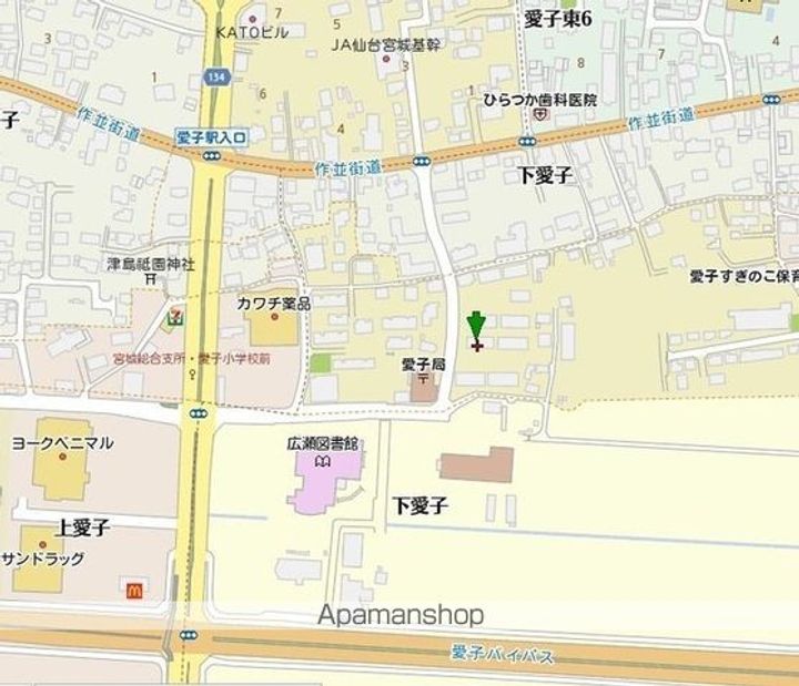 宮城県仙台市青葉区下愛子字観音の賃貸アパートの周辺
