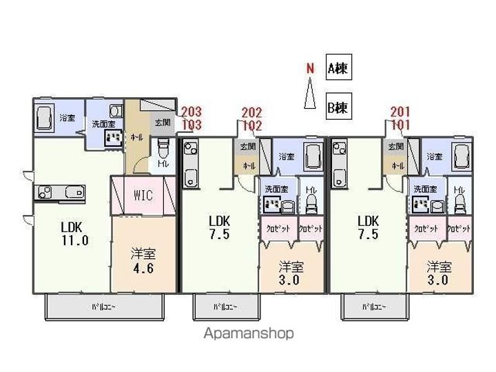 メゾンパルフェA201の間取り