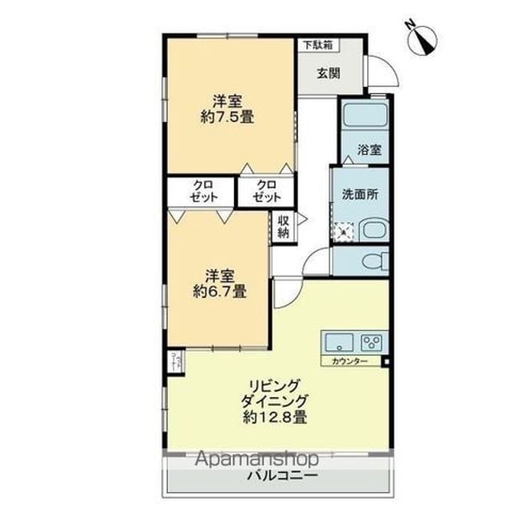 香川県高松市東山崎町の賃貸アパートの間取り