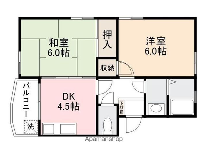 香川県高松市三条町の賃貸マンションの間取り