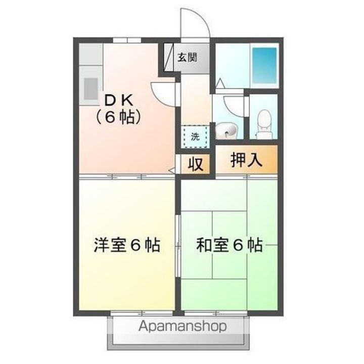 広島県福山市山手町6丁目の賃貸アパートA202の間取り